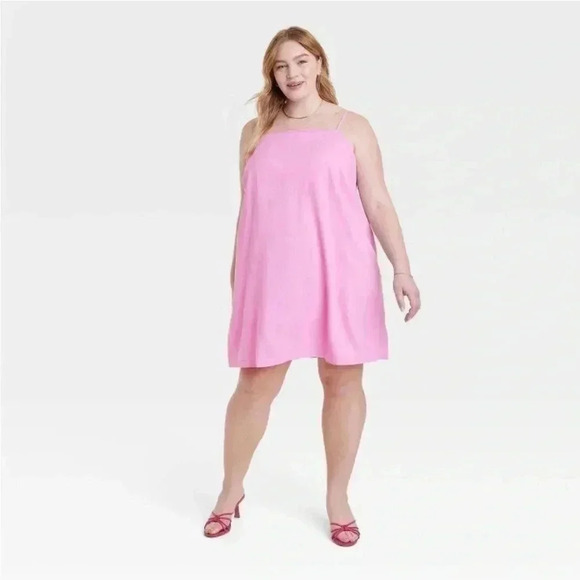 NWOT A NEW DAY PINK LINEN DRESS - Picture 1 of 4